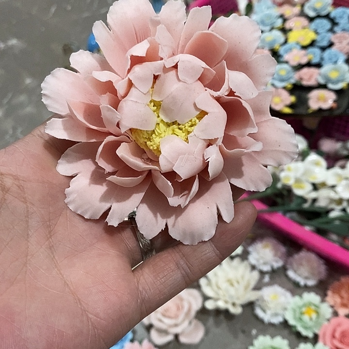 瓷片纯手工陶瓷花摆件瑕