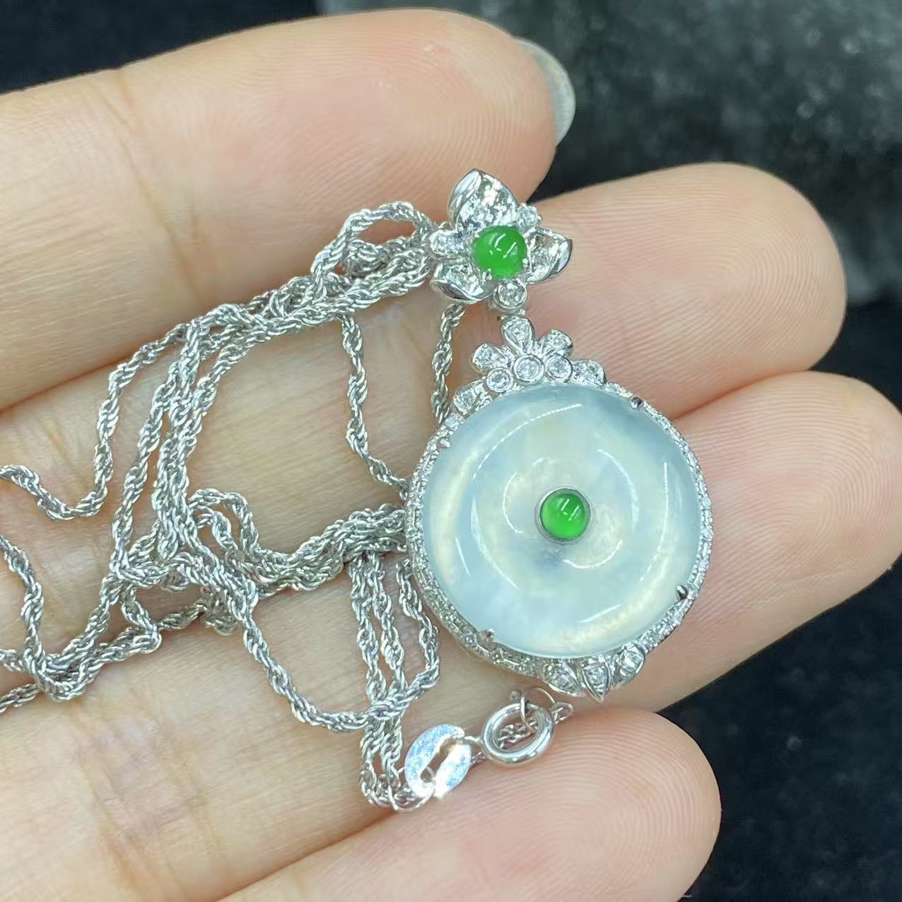 新春大集翡翠吊坠（赠链）18k金镶嵌--吊坠8713 4