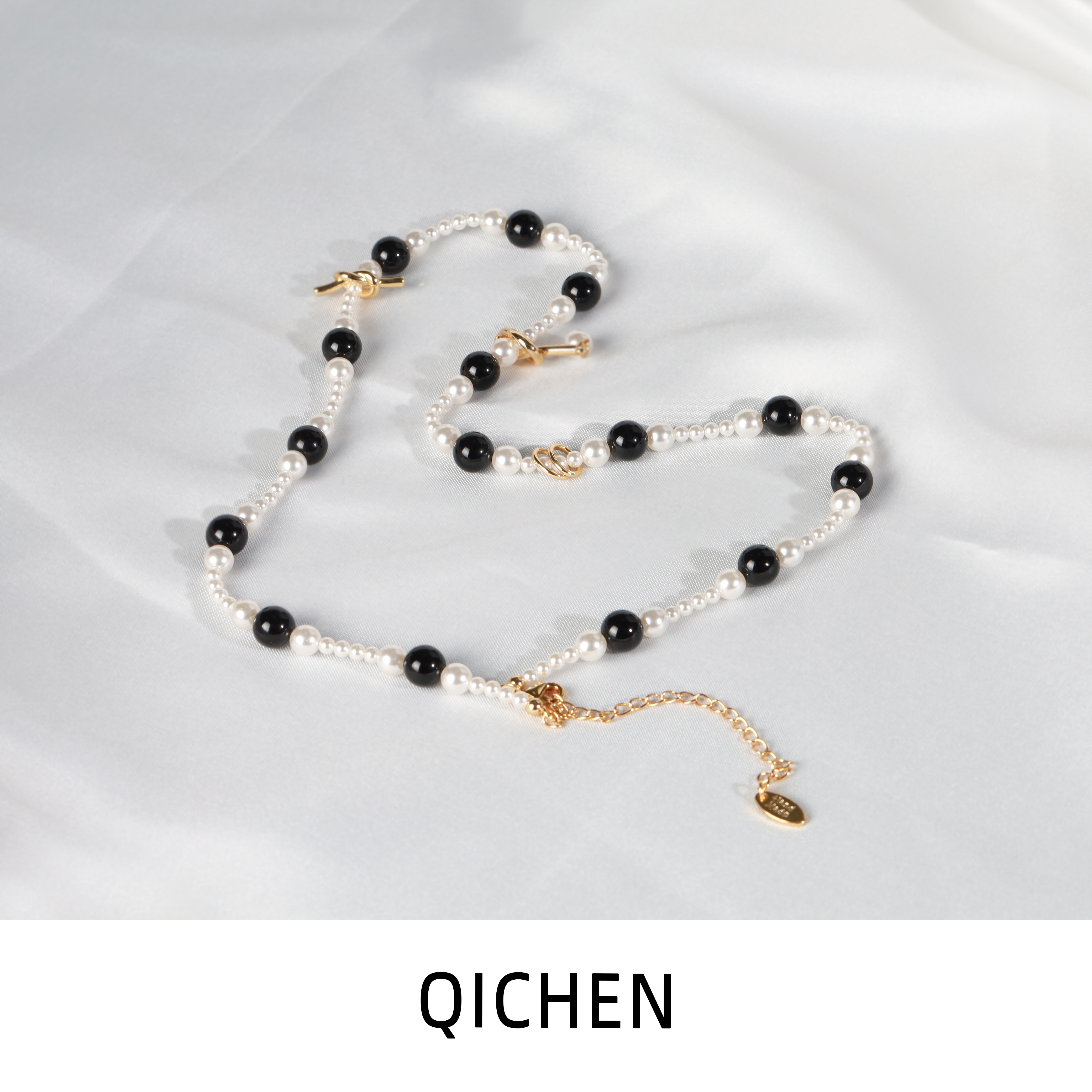 铜合金琉璃项链 铜合金锁骨链轻奢仿珍珠项链气质百搭