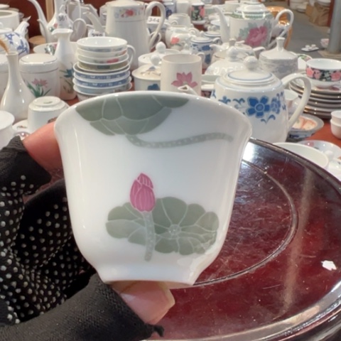 陶瓷醴陵釉下五彩茶杯，微瑕