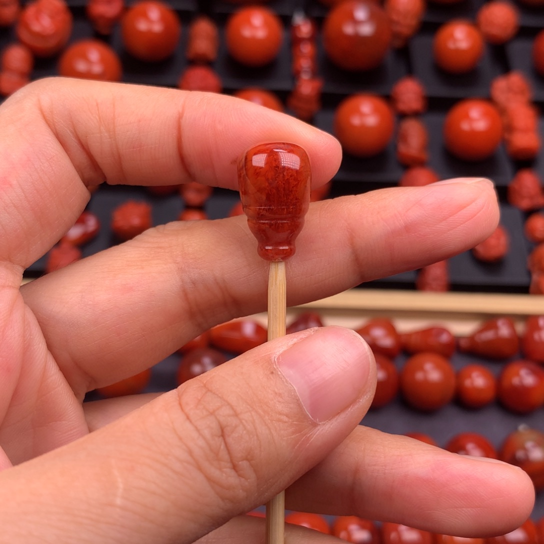 南红玛瑙火焰纹奶嘴三通10mm➕未镶嵌