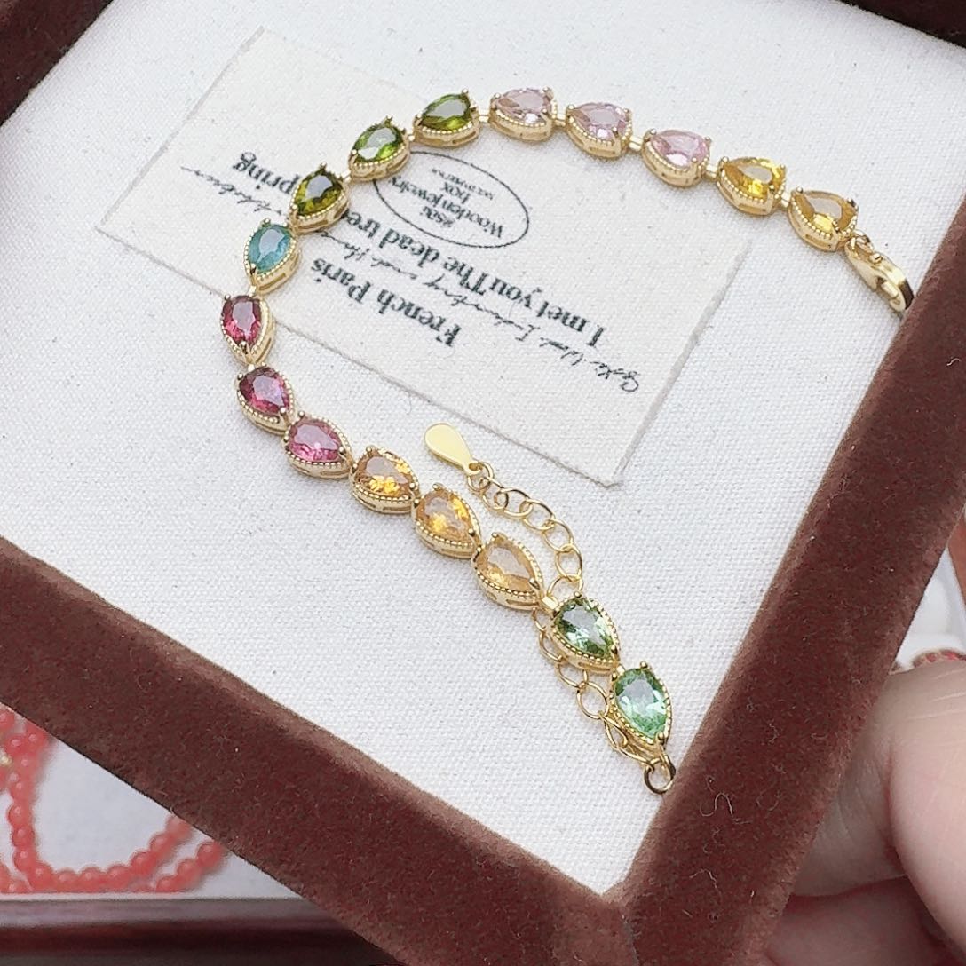 碧玺手链银S925镶嵌手链