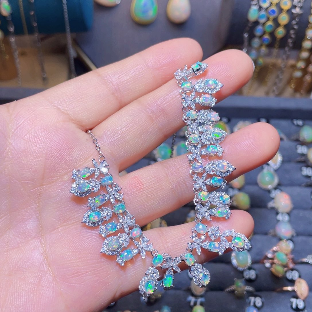 欧泊项链〉银S925镶嵌