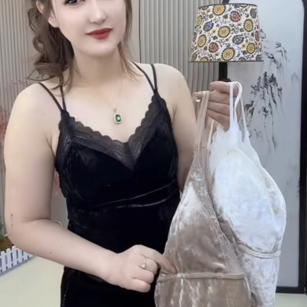 20598性感蕾丝花边丝绒吊带