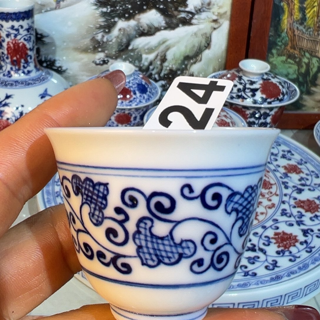 杯青花釉里红原矿