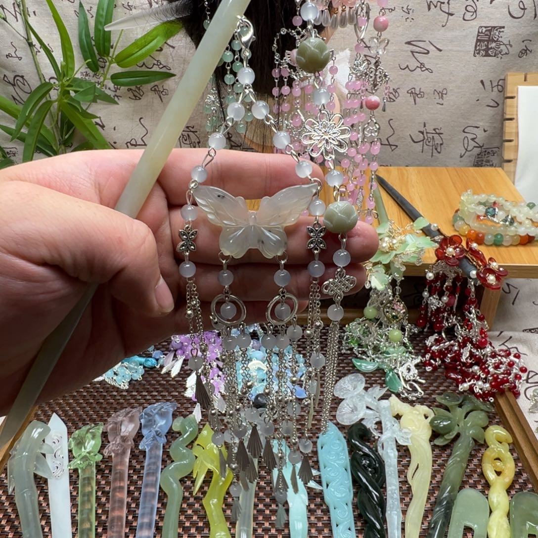 蛇纹石玉合金发饰