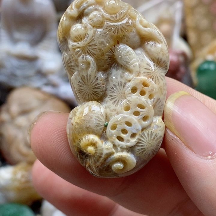 硅化珊瑚（珊瑚玉）颈饰未镶嵌