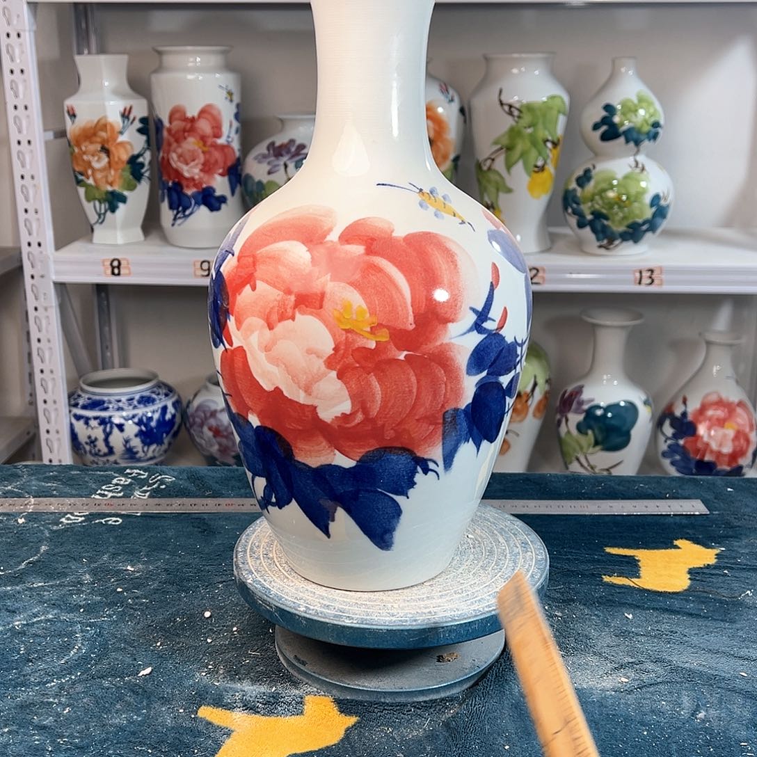 摆件景德镇陶瓷棒红牡