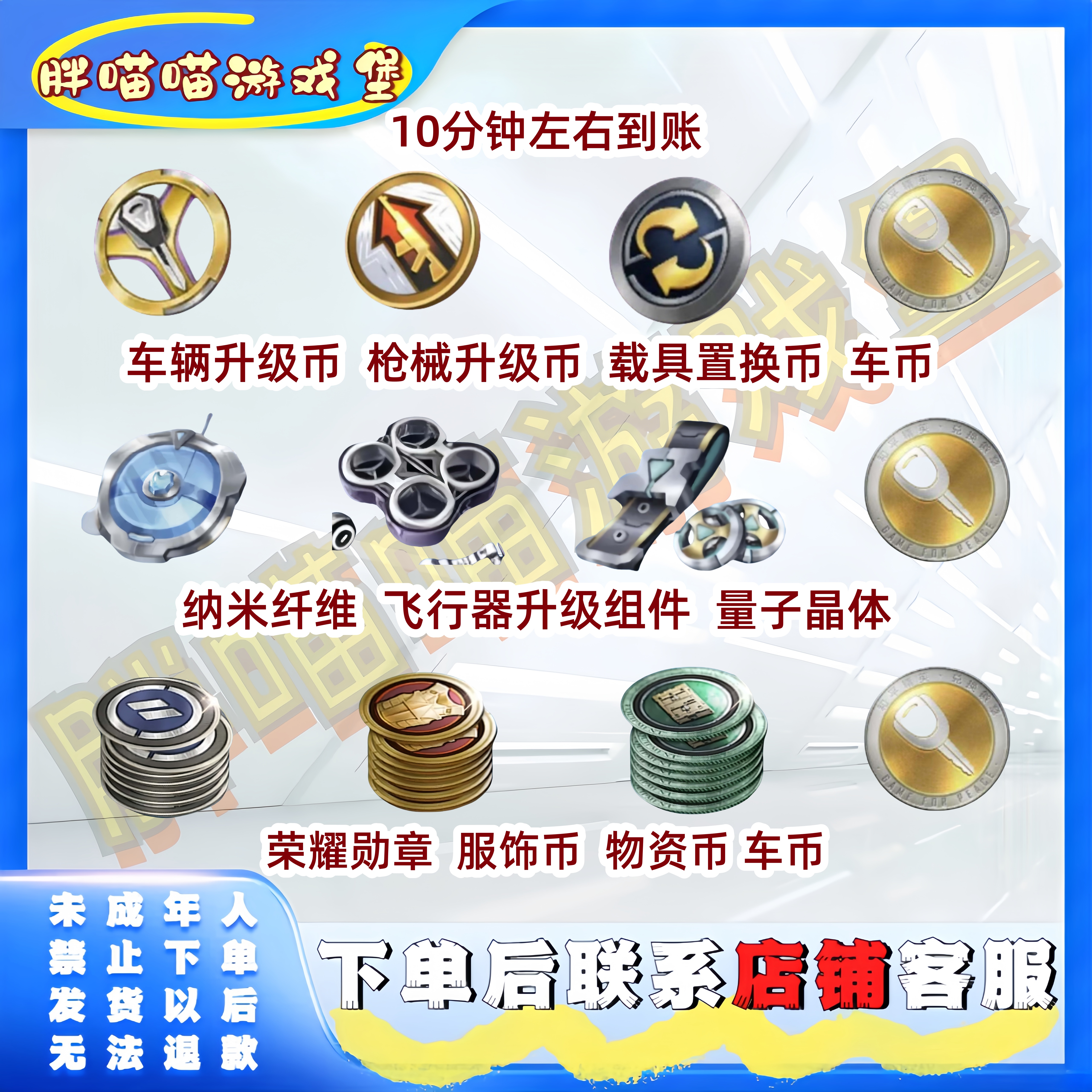 和平精英【装备道具】物资服饰币荣耀勋章飞行器升级红装量子晶体