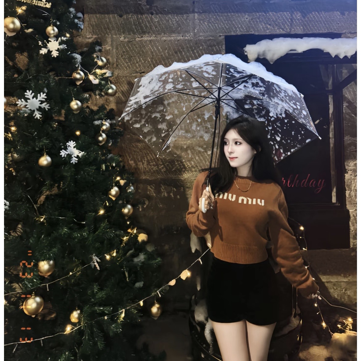 未使用 MIU MIU/缪缪 A100518/驼色圆领针织衫/38码