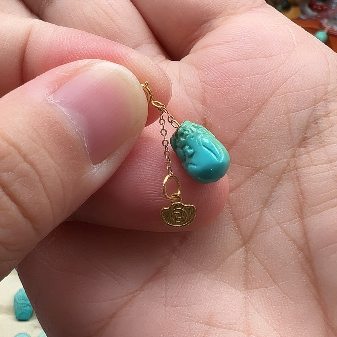 绿松石18K金镶嵌吊坠(不含链)