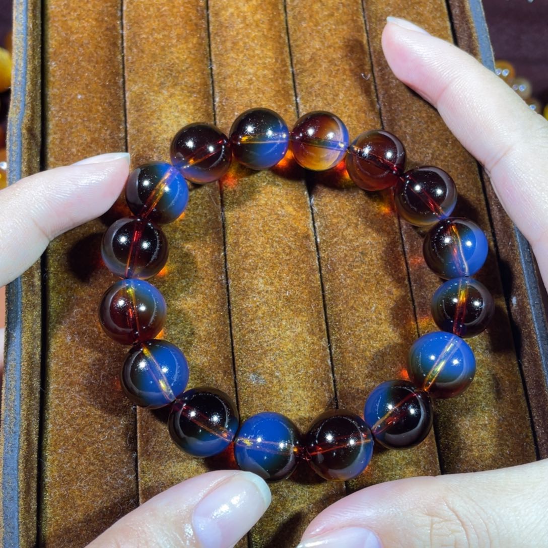 琥珀未镶嵌裸石12净水红蓝馆藏品质