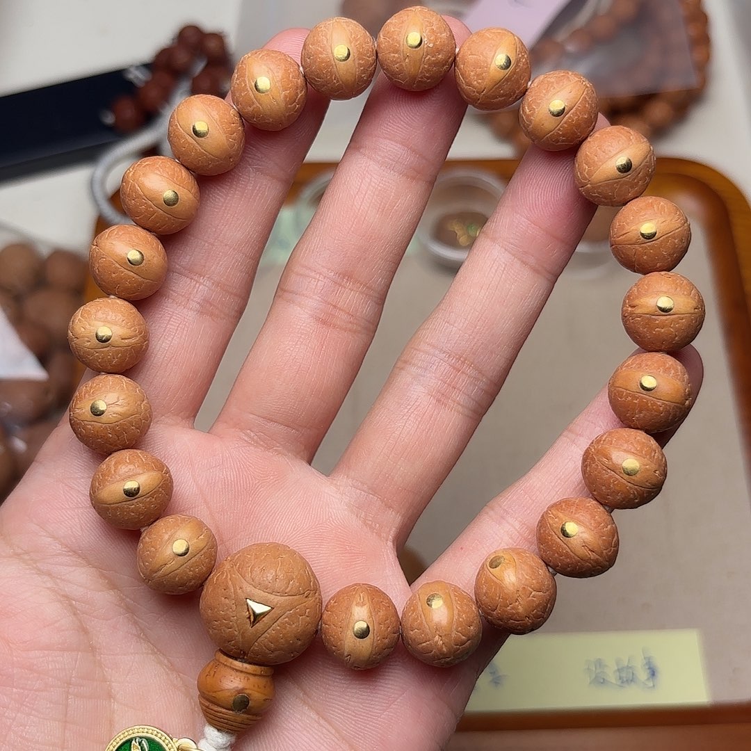 凤眼菩提手串精品正圆铜钉手串12.5福利