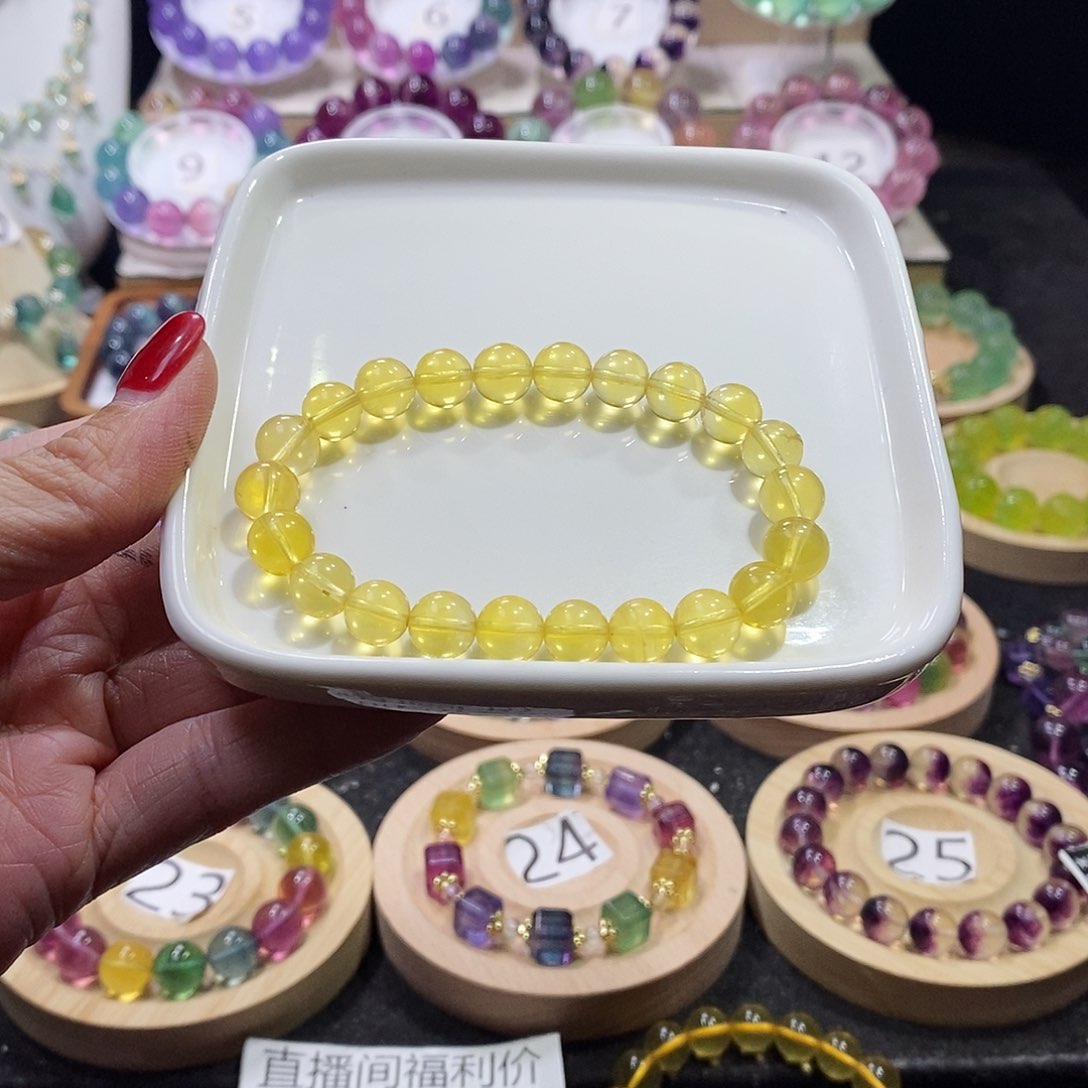 萤石手链未镶嵌8加金黄色萤石