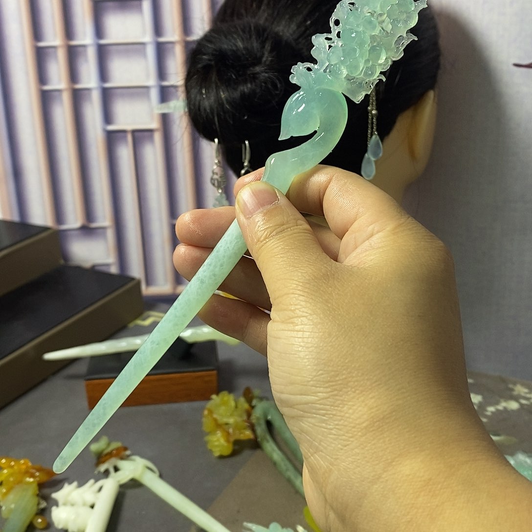 岫玉岫玉发簪未镶嵌?***?