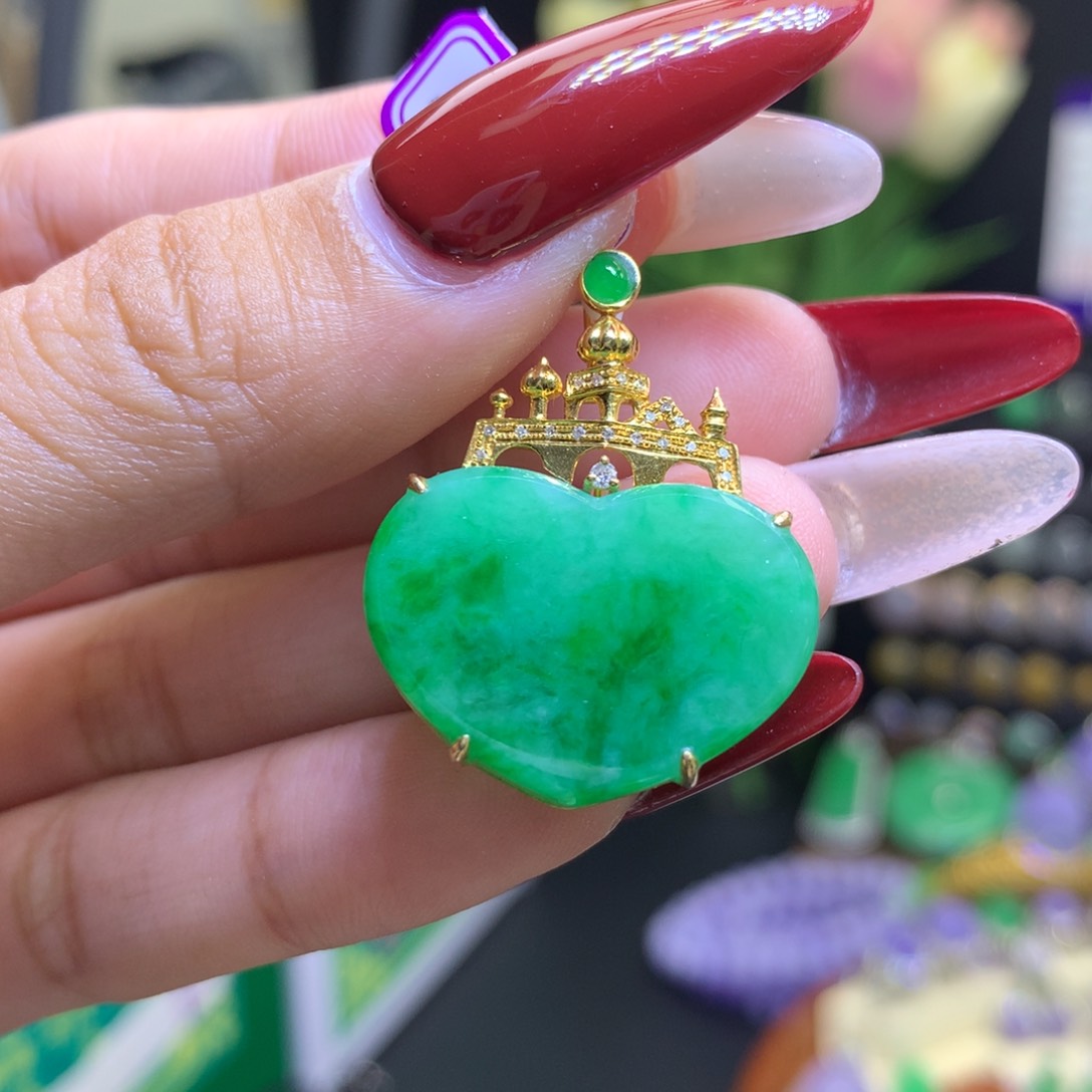 翡翠颈饰18K金镶嵌天然