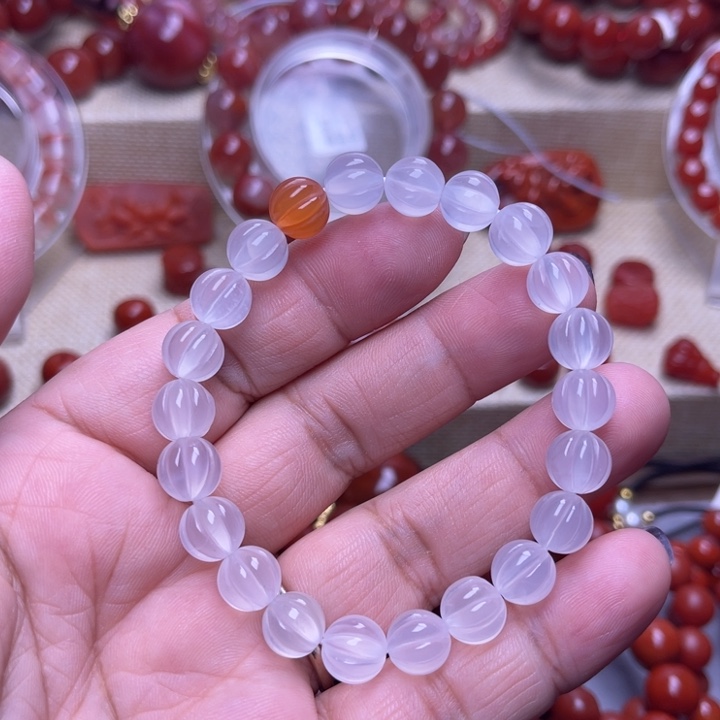 南红玛瑙合金手链南瓜