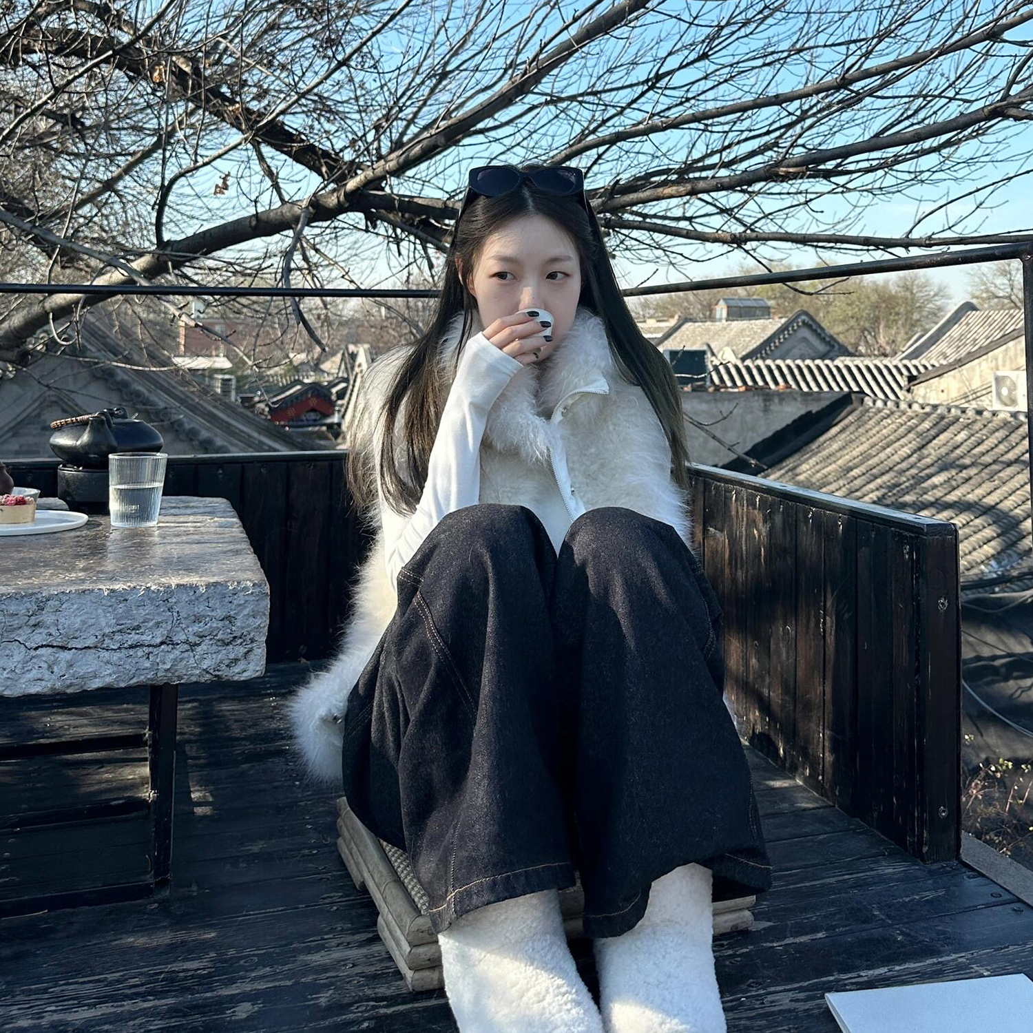 “晴山暮雪”环保山羊绒皮草马甲短款高级感背心毛毛外套2025女冬