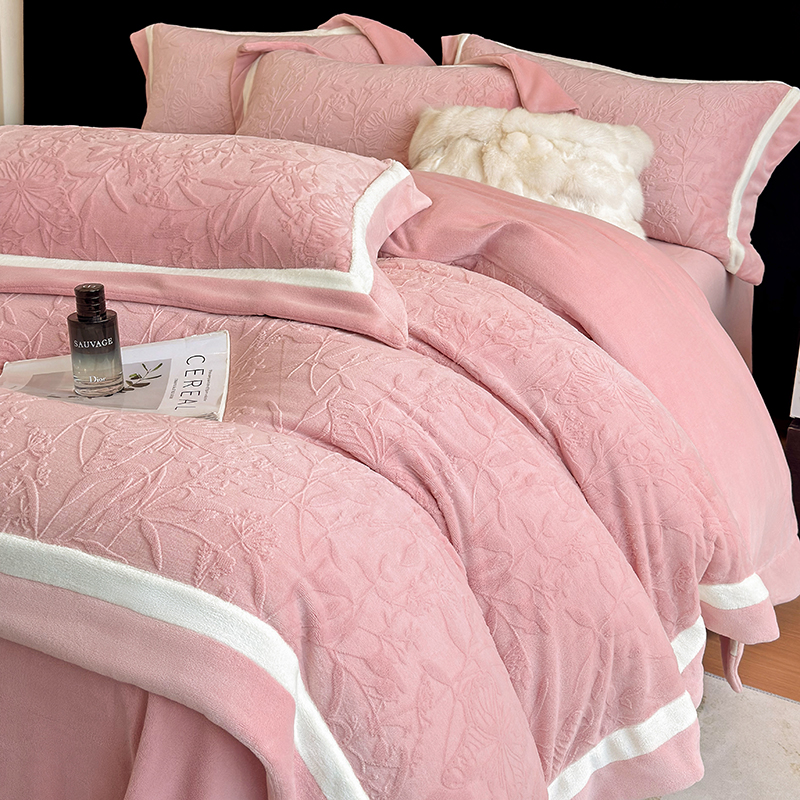 2025新款秋冬加厚牛奶绒四件套高克重全消光亲肤保暖-梦蝶系列