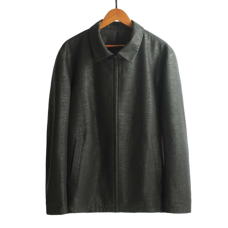 88063-1 桑蚕丝龟裂纹香云纱男士长袖休闲夹克外套单面