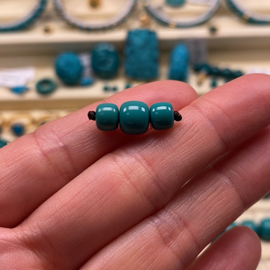 绿松石未镶嵌珠宝奇石顶珠7.4腰珠6老型套装