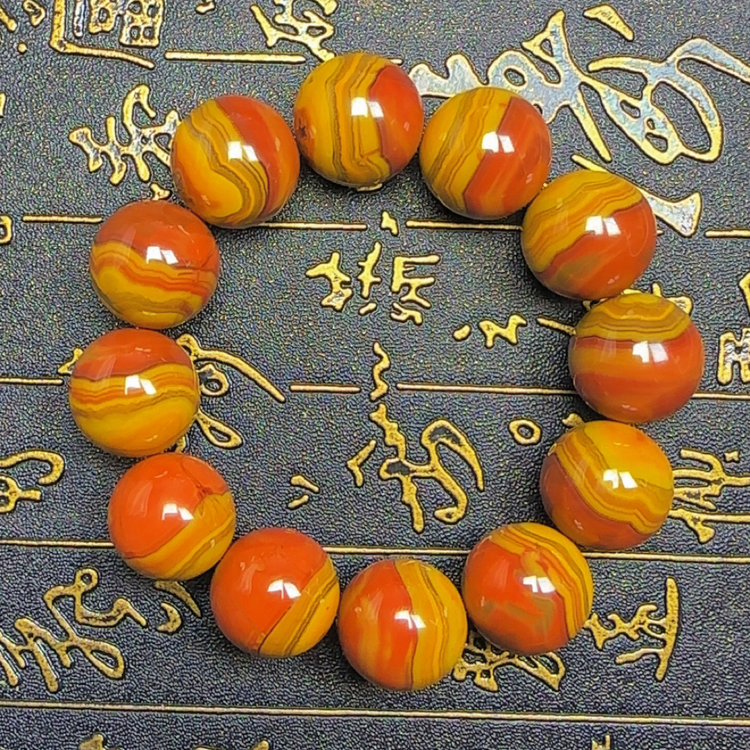 男士黄红拉丝手串