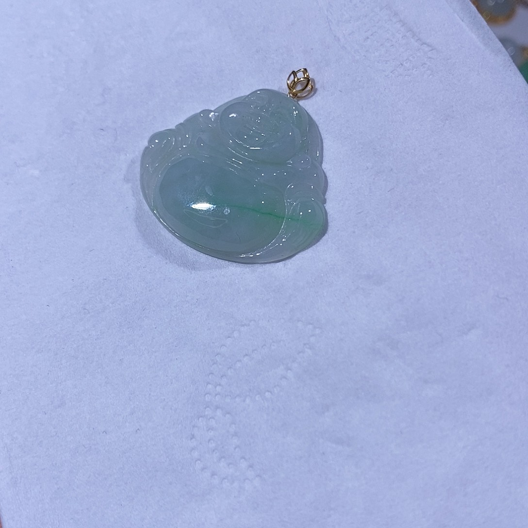 翡翠吊坠(不含链)18K金镶嵌