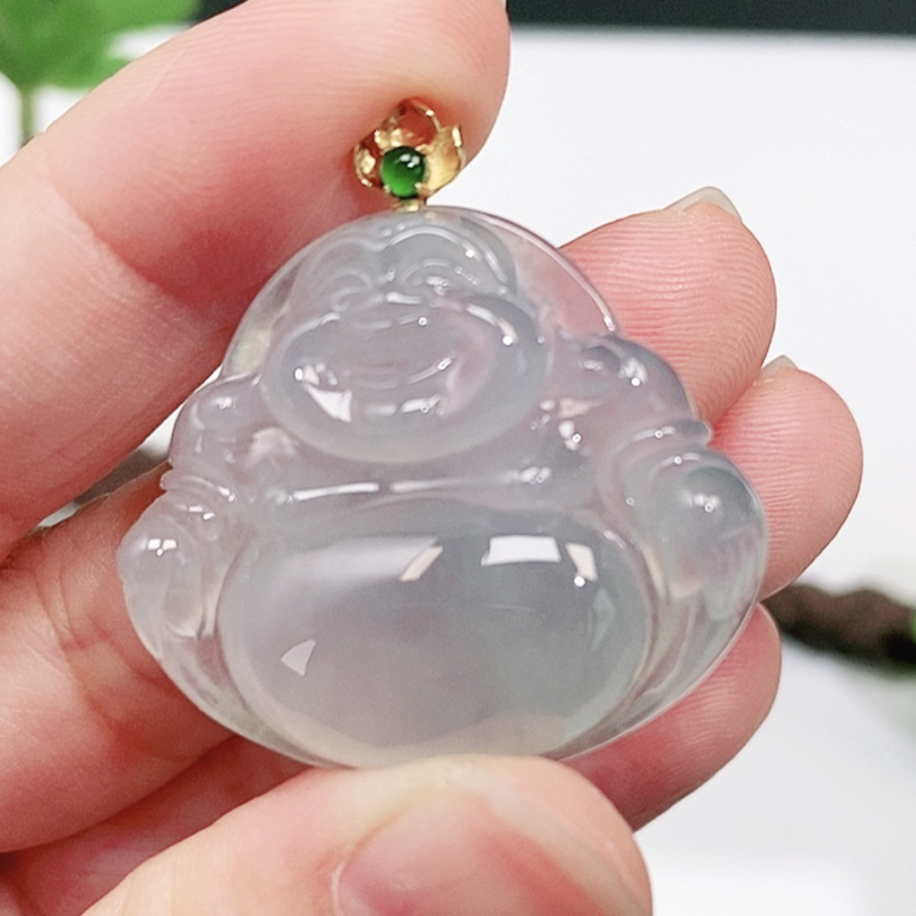 高冰大佛公吊坠 缅甸天然翡翠A货33.2-28.7-7.2mm