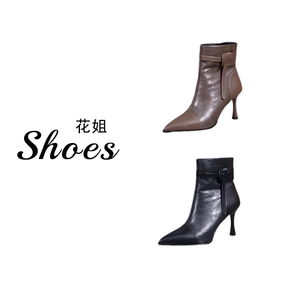 法式气质细跟高跟靴女2025秋冬新款时尚尖头显瘦小短靴
