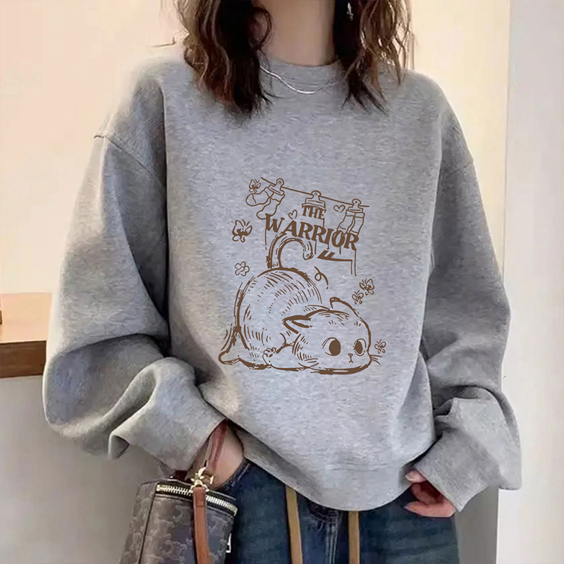 宽松oversize加绒圆领遮肉卫衣女设计感小众胖mm显瘦外套上衣