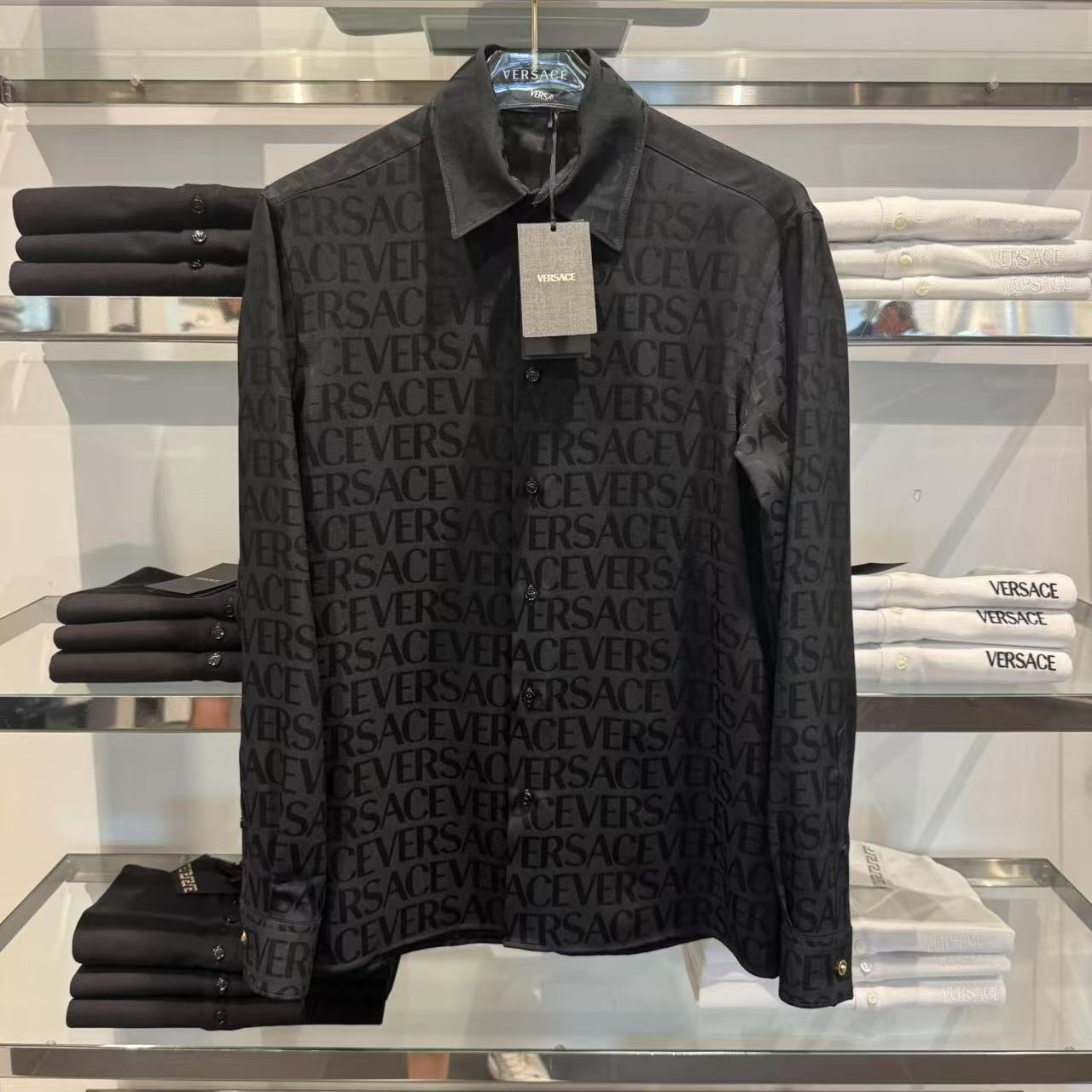 未使用 VERSACE/范思哲 男士字母老花长袖衬衫