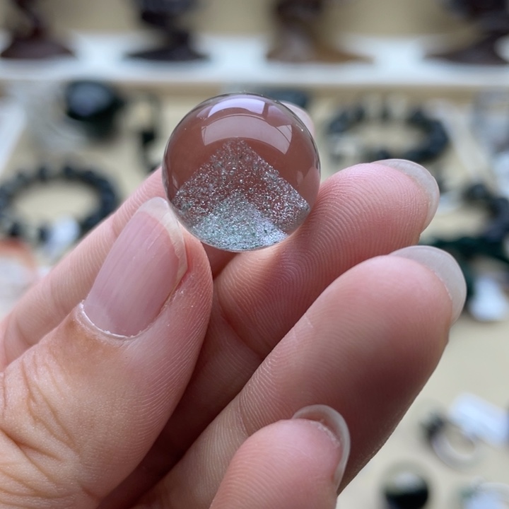 颈饰未镶嵌水晶绿幽灵金字塔单珠