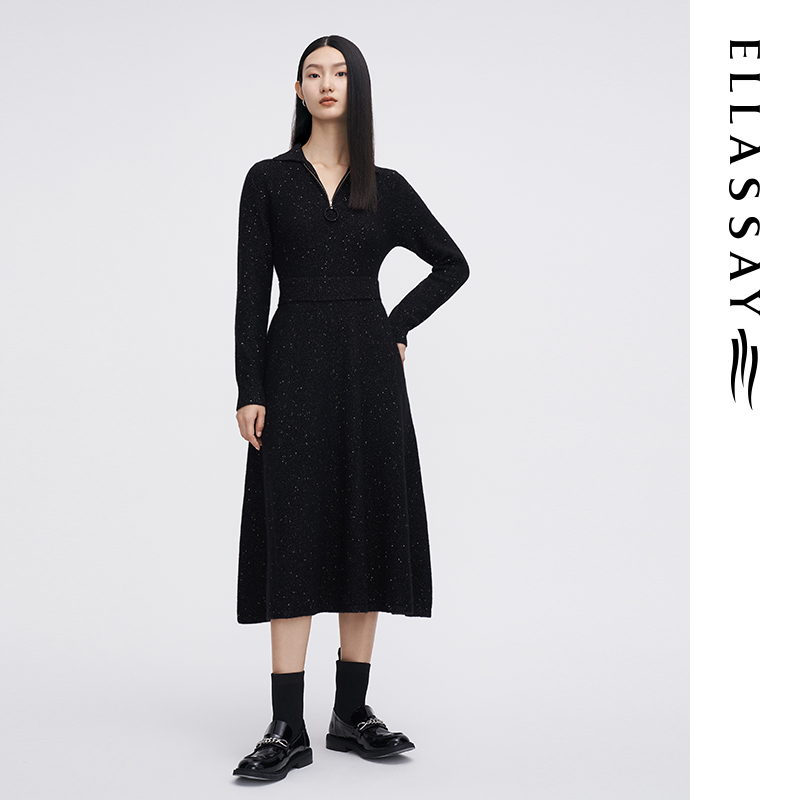 【永夜星河】ELLASSAY/ELLASSA歌力思秋冬针织连衣裙女EWB334M01900