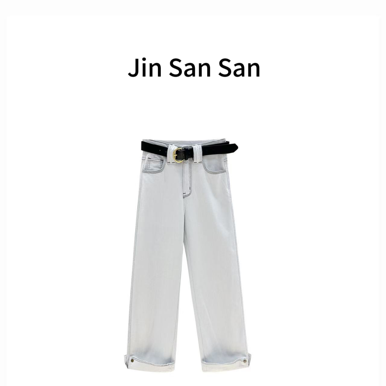 金三三【长腿日记】2025春季新款时尚休闲直筒八分烟管裤H1950