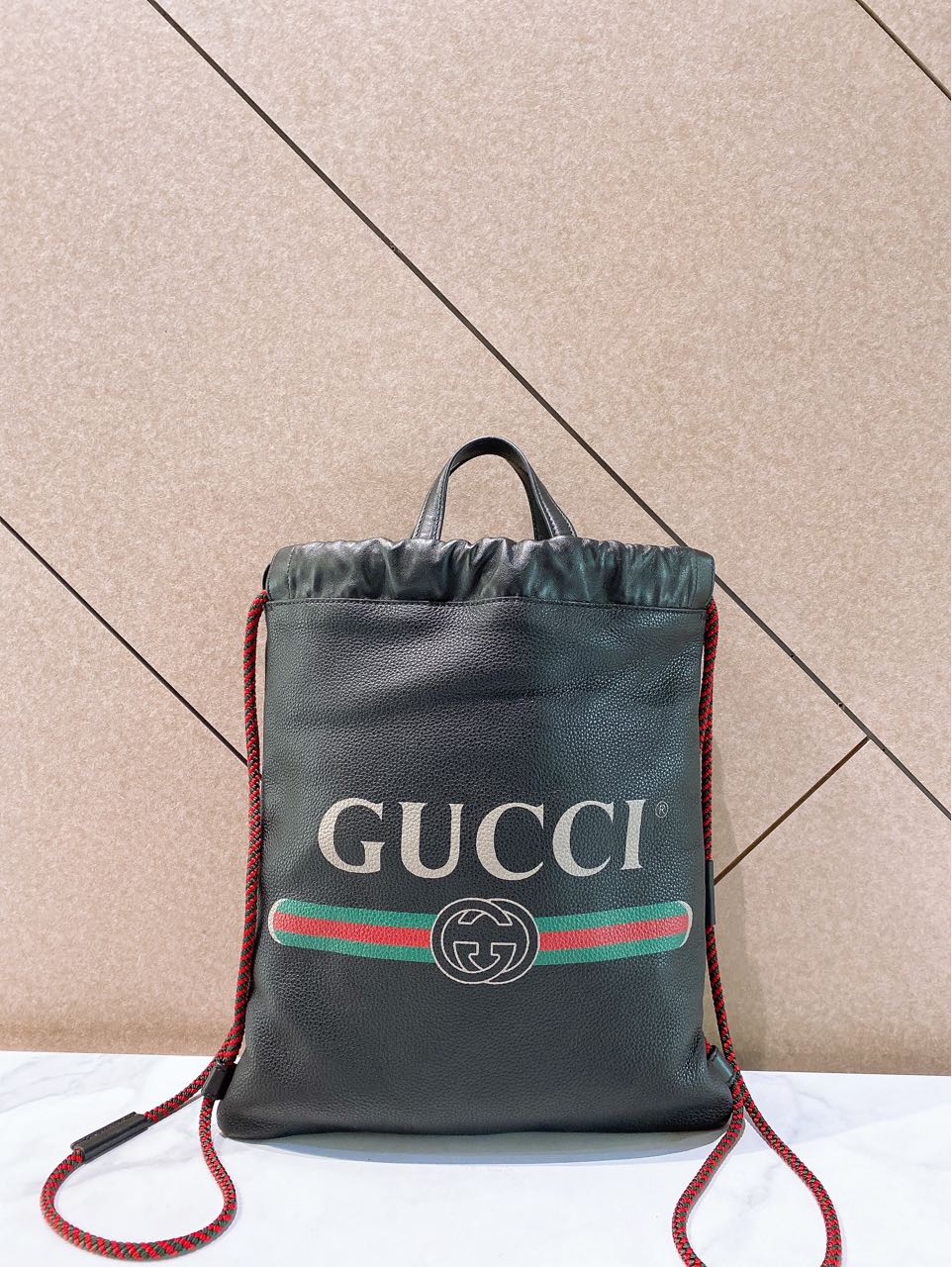 95新 GUCCI/古驰 帝爵鹏哥直播专享/黑色全皮tote