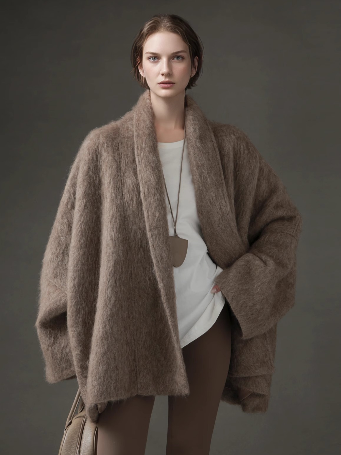 简创-重磅奢华藏地牦牛绒拉毛大衣慵懒宽松毛绒外套短款PI25A0248