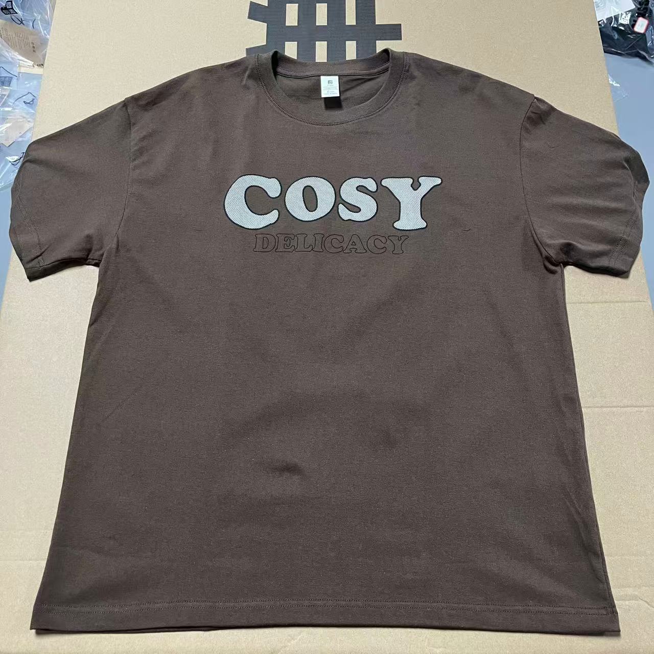 咖色【纯棉短袖】新款时尚印花短袖夏季男女同款纯棉重磅T恤A89