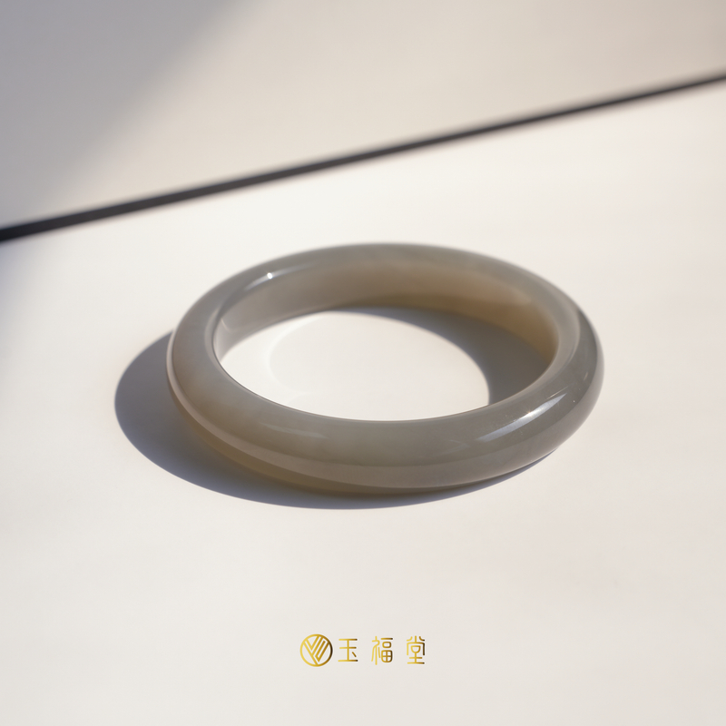 【特惠】玉福堂 | 天然和田玉青海料烟紫玉镯 | 平安镯57-58mm