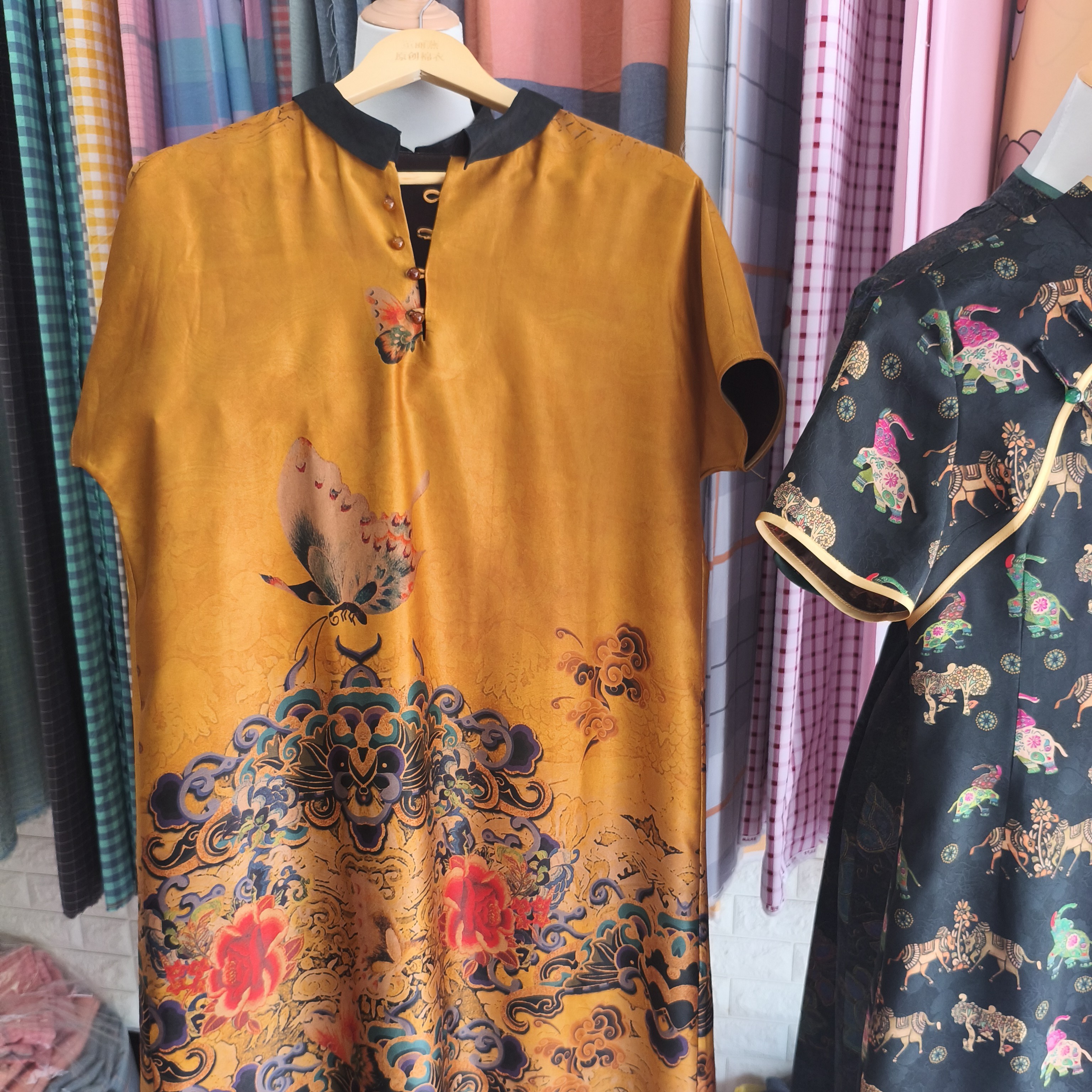 满分桑蚕丝香云纱连衣裙样品特价