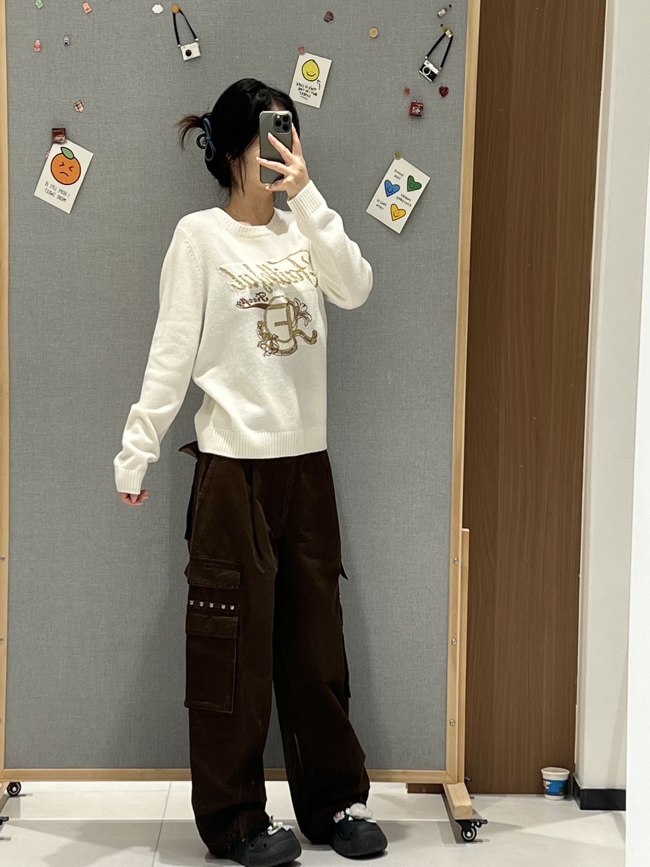 【现货】FIZZFLY金线字母羊绒衫宽松厚款圆领刺绣通勤针织时尚女士