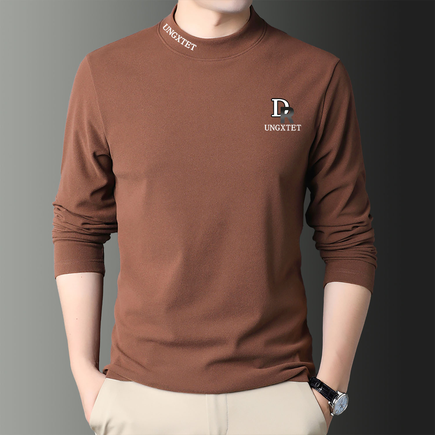 男士双面德绒打底衫秋冬半高领休闲内搭上衣保暖厚韩版ins长袖t恤