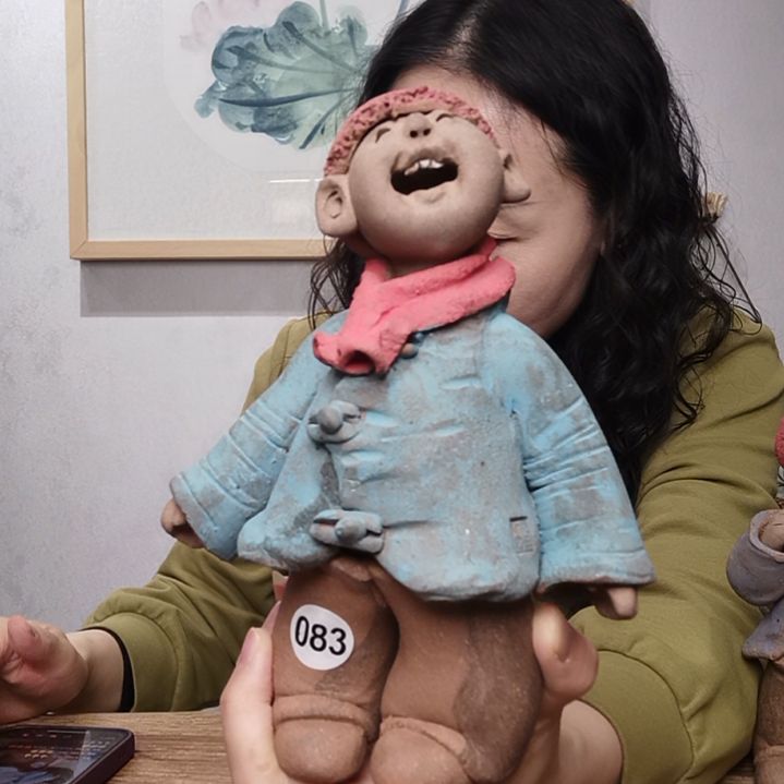 粗砂羲娲娃系列作品陶艺站男娃