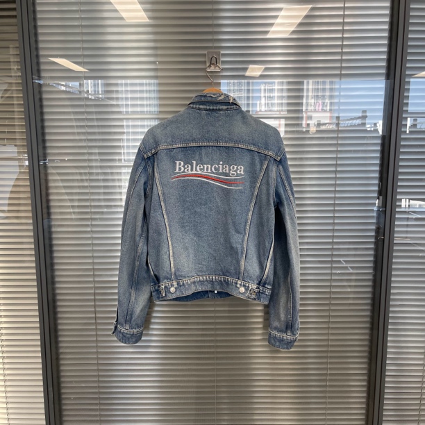 99新 Balenciaga/巴黎世家 可乐刺绣牛仔夹克外套 48码 #10115