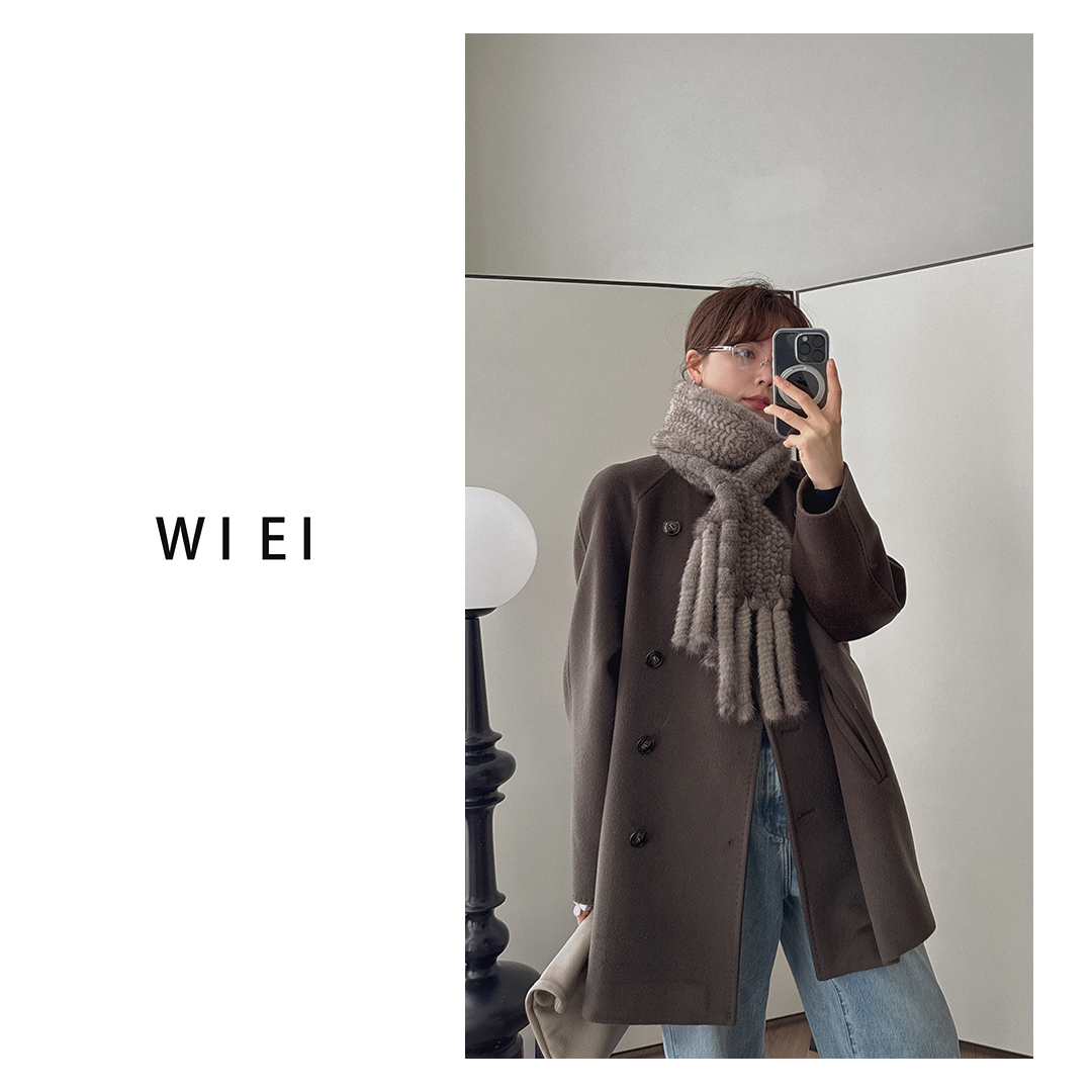 《WI EI》鱼子酱*双排扣羊毛羊绒铜氨*立领大衣外套 W25407058