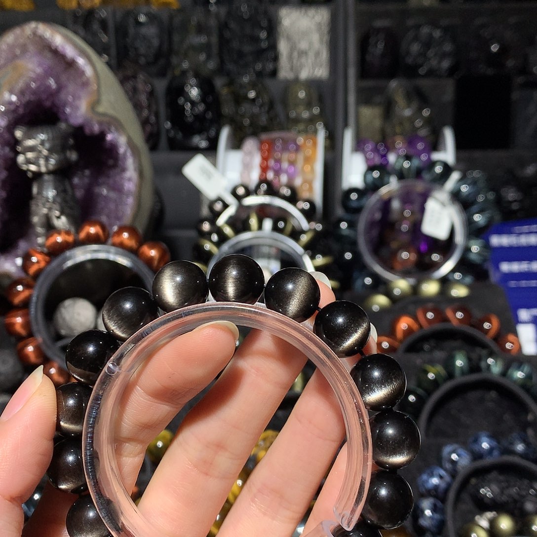 黑曜岩未镶嵌手链余*