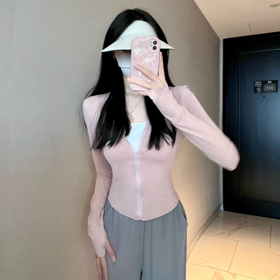 纯欲原纱防晒衣upf50+透气纯欲修身紧身收腰户外防紫外线显瘦夏季