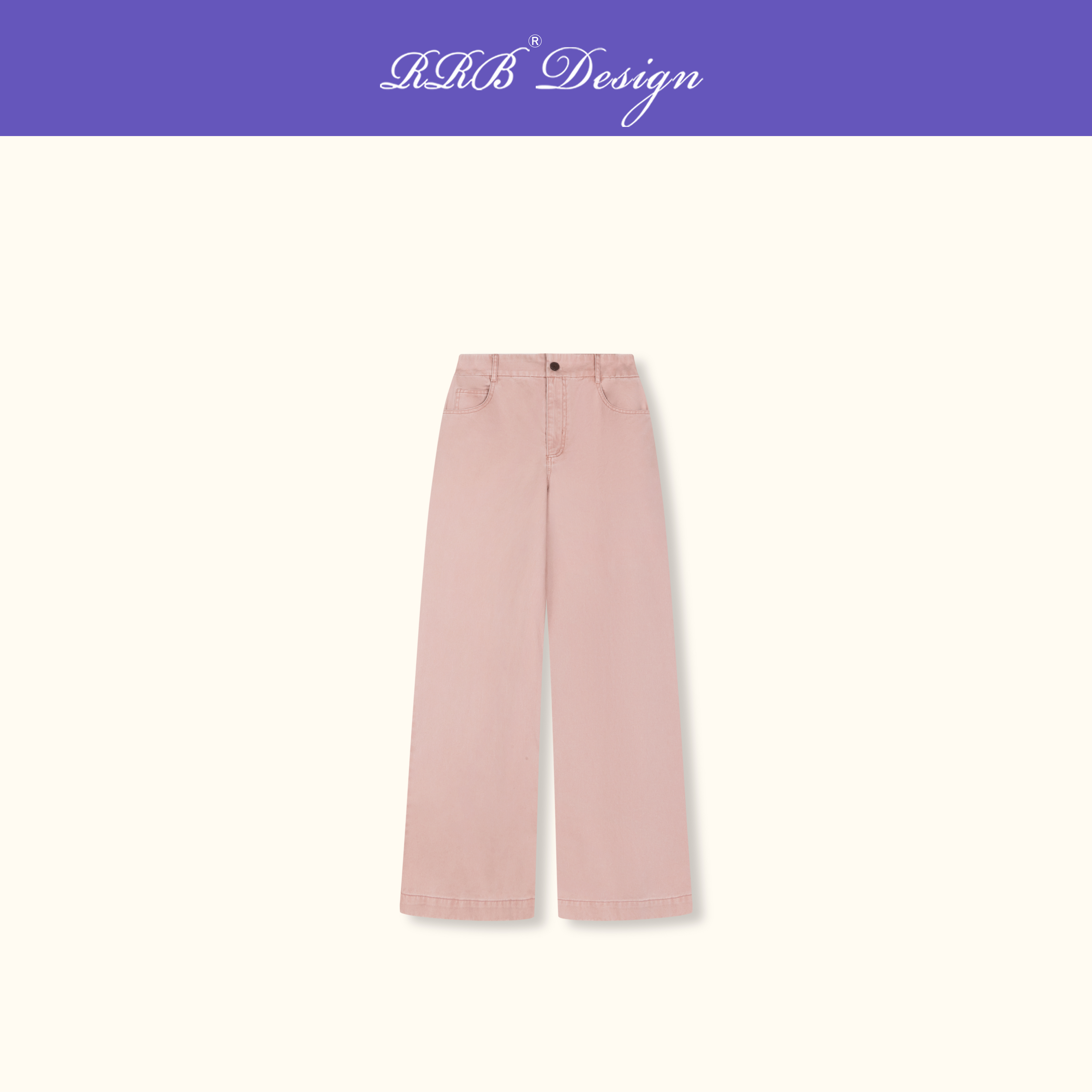 RRB Design「新序粉彩」时尚高腰修身显瘦重磅水洗定染百搭直筒裤