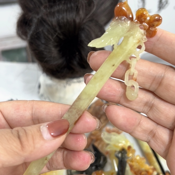 定制蛇纹石玉毛货发饰