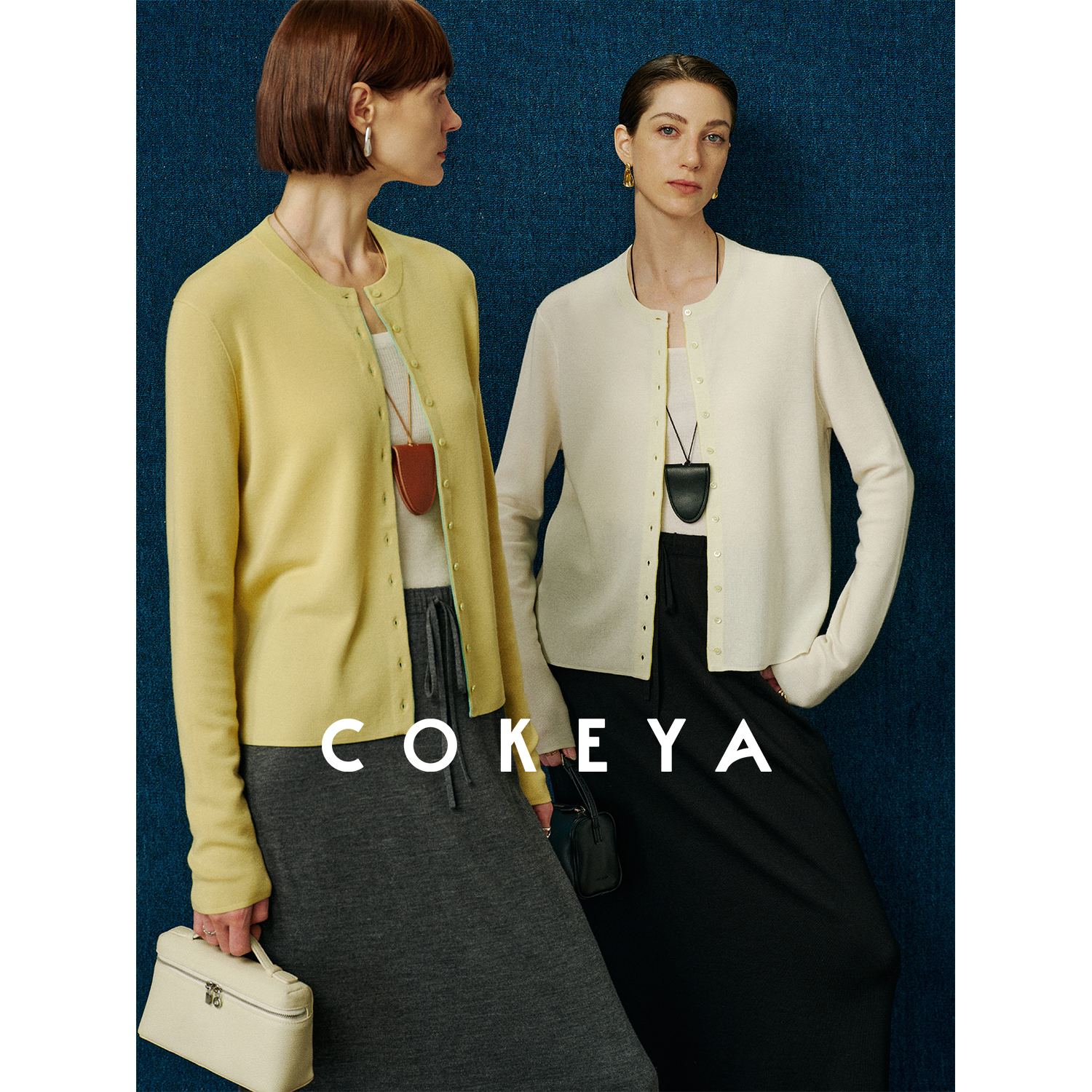 COKEYA/镇店精纯~80支美利奴羊毛多色简约百搭圆领针织开衫女秋