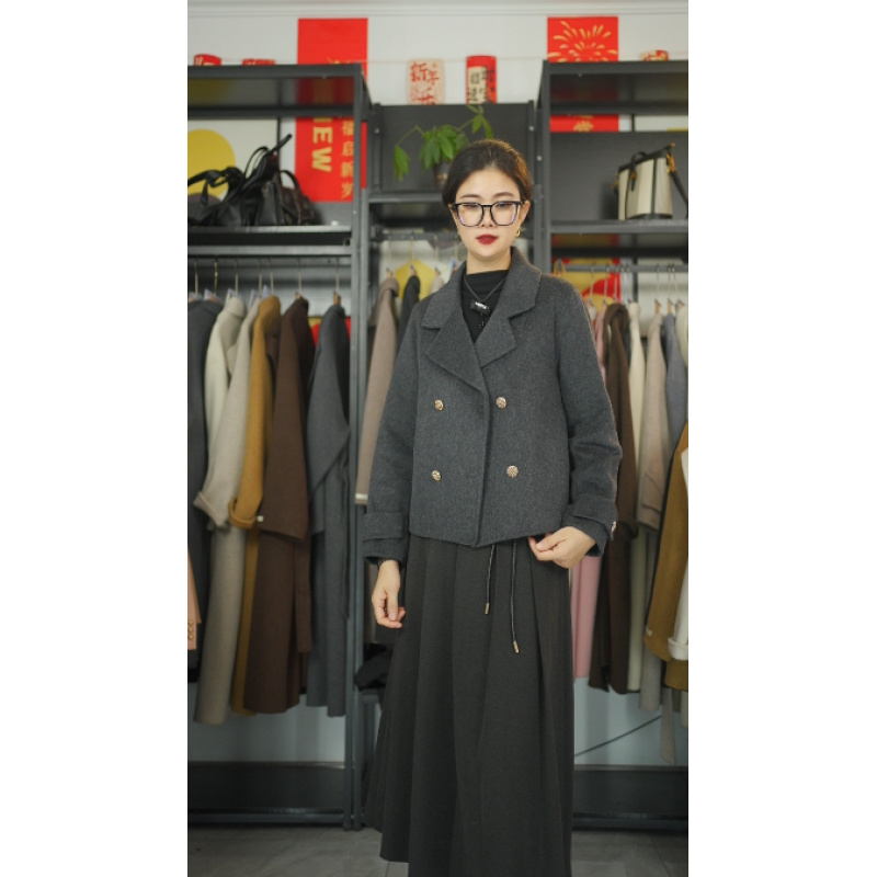 [CY022]双面羊毛外套长毛短款小西装
